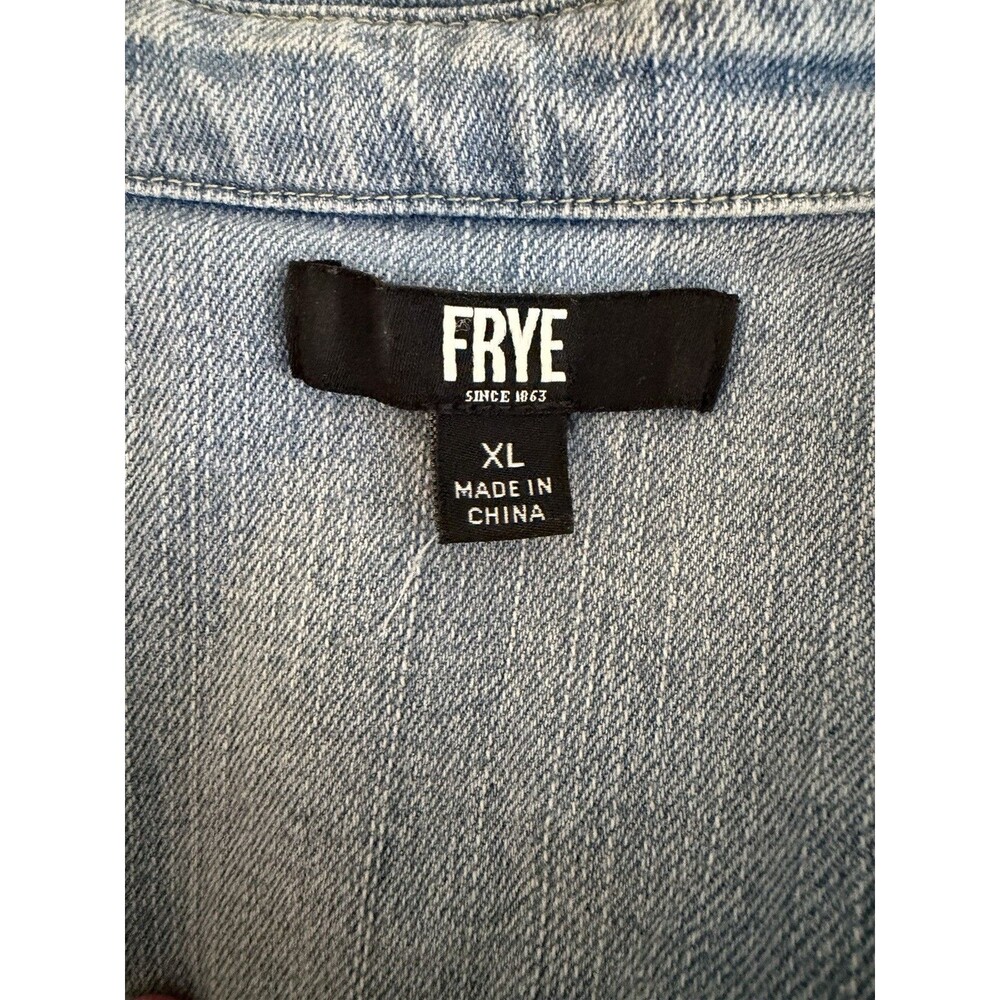 Frye Men's Western Vintage Denim Button-Down Shirt Light Wash Size XL - Picture 4 of 12